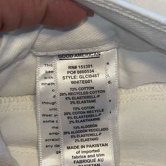 Good American glc1046t white jeans fringe detail NWT Skinny size 24 euro summer - Picture 6 of 10